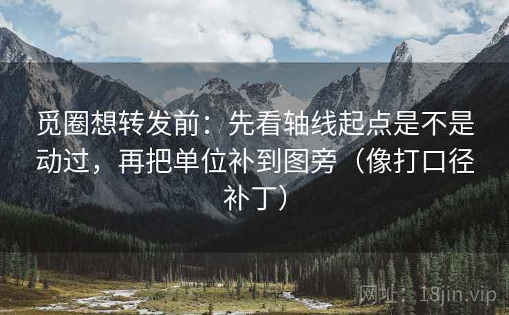 觅圈想转发前：先看轴线起点是不是动过，再把单位补到图旁（像打口径补丁）